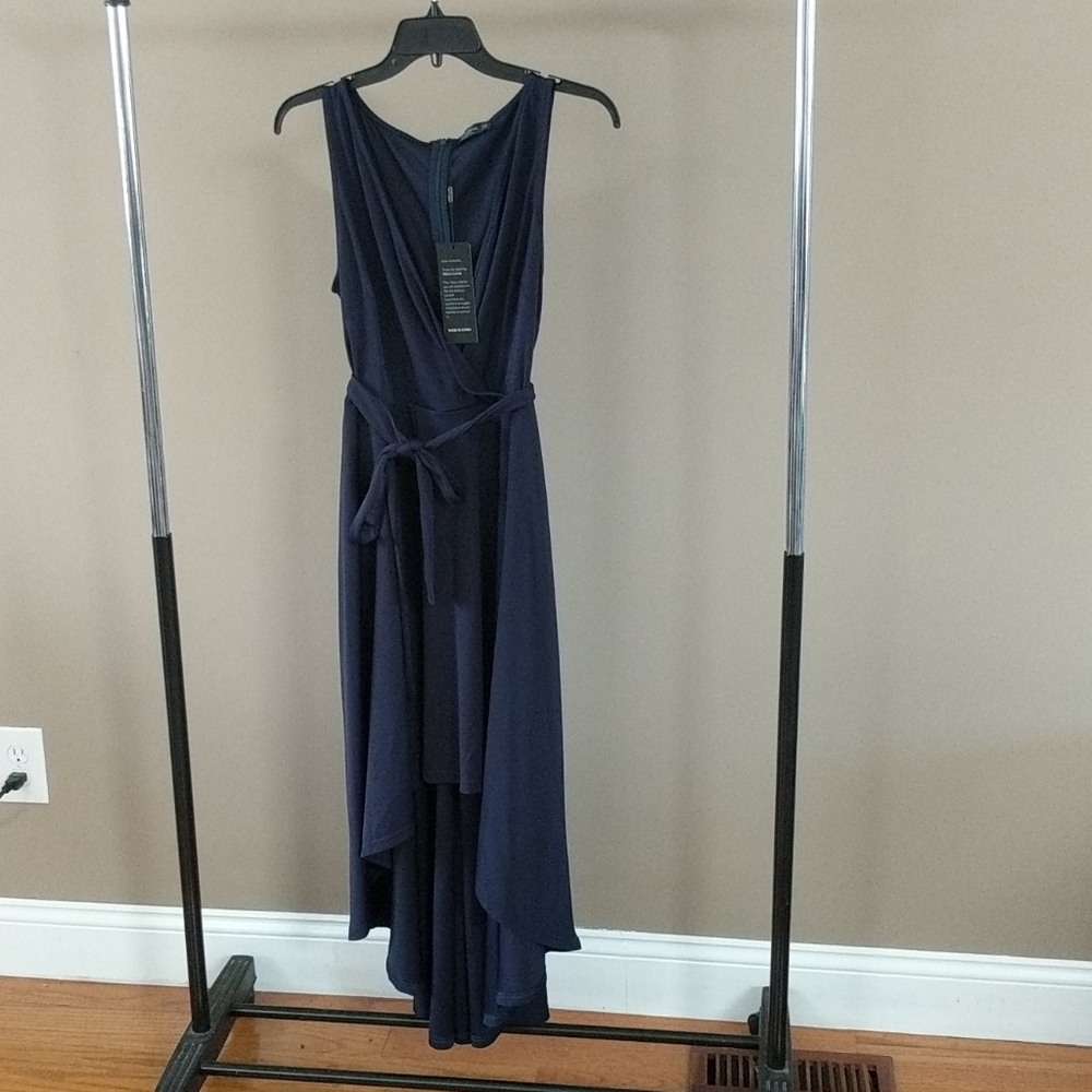 NWT Vintage inspired Tie Front Navy Party Dress - Picture 4 of 7